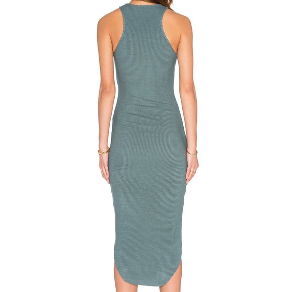 MONROW Rib Midi Dress | Green | Medium - Picture 3 of 7
